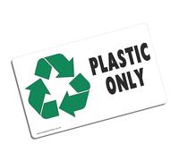 1 x Sticker Plastic Only Recycling Bin Environment Recycle Logo Sign Waste Hygiene Office Shop Kitchen Business School Home Warehouse Notice Label 125x75mm Landscape PL1