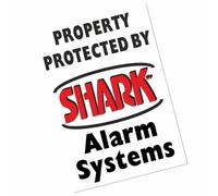 1 x Sticker Shark Burglar Alarm Bell Box System Monitored Warning Property Protected Security Sign Car Notice Deterrent Label 180mm x 130mm Portrait BBSA1