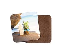 1 x Surfing Pineapple Coaster - Surf Beach Funny Joke Fun Holiday #12317