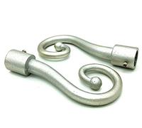 1 x Swirl finials 19mm curtain Pole ends cast silver/chrome shepherds crook