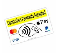1 x T23E Sticker Contactless Card Payments Accepted Sign Car Taxi Cab Cash Machine Point Bank Shop Store Credit Debit Visa Mastercard Notice Label Decal 125mm x 75mm Externally to Surfaces