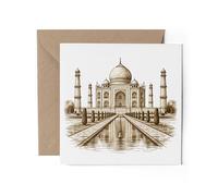 1 x Taj Mahal India Greeting Card - Sketch Line Drawing Art Birthday Gift #71771