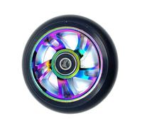 1 x Team Dogz 100mm Neo Chrome Swirl Alloy Core & Black PU Kids Stunt Scooter Single Replacement Wheel Fits MGP, Blunt, Grit, Slamm (Rainbow Core)