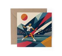 1 x Tennis Greeting Card - Tennis Player Racket Sport Birthday Gift #73355