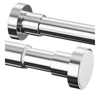 1 x Tension Rod, Shower Curtain Rod No Drilling, Curtain Poles for Bathroom & Dressing Room (85-265cm, Ø32mm, Silver)