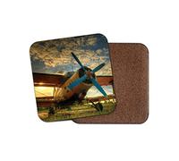 1 x Tiger Moth Plane Coaster - Sunset Pilot Flying Aeroplane Fun #8846