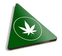 1 x Triangle Coaster - Cannabis Weed Marijuana Stamp Cork Backed MDF Glossy Tea Coffee Accessory #5697