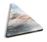 1 x Triangle Coaster - Catbells Lake District Mountain Misty Snowy Cork Backed MDF Glossy Tea Coffee Accessory #50473