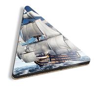 1 x Triangle Coaster - HMS Victory Computer Art Sailing Ship Cork Backed MDF Glossy Tea Coffee Accessory #52965