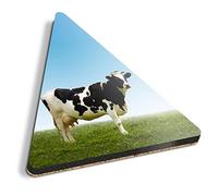 1 x Triangle Coaster - Holstein Friesian Cow Farm Farmer Cork Backed MDF Glossy Tea Coffee Accessory #13030