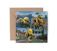 1 x Triathlon Lemon Greeting Card - Triathlete Swim Bike Run Hobby Sport Funny Fruit Joke Happy Birthday Gift #85069