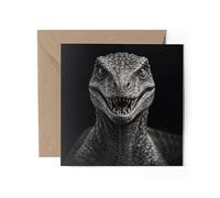 1 x Velociraptor Portrait Greeting Card - Dinosaur Black & White Photography Wild Animal Office Birthday Gift #71713