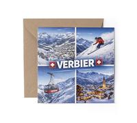 1 x Verbier Switzerland Greeting Card - Ski Resort Skiing Snowboard Gift #71789