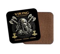 1 x Viking Coaster - Warrior Battle Axe Born to Conquer Men's Women's Birthday Office Gift #83985