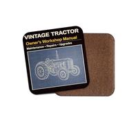 1 x Vintage Tractor Coaster - Farm Farmer Owner's Workshop Manual Men's Women's Funny Joke Birthday #72303