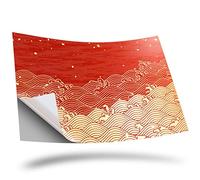 1 x Vinyl Sticker A2 Rectangle Shape 42x60cm - Japanese Golden Great Wave Art Print Decal Laptop Tablet Luggage Car Wall Fridge Door Sticker #2662
