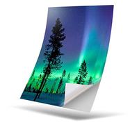 1 x Vinyl Sticker A4 Rectangle Shape 210x297 mm - Aurora Borealis Northern Lights Forest Art Print Decal Laptop Tablet Luggage Car Wall Fridge Door Sticker #44165