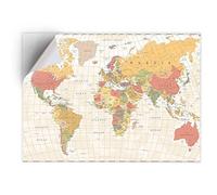 1 x Vinyl Sticker A5 - Rectangle Shape 15,8x21cm Vintage Map of The World Geography Maps Art Print Decal Laptop Tablet Luggage Car Wall Fridge Door Sticker #170362