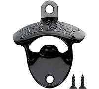 1 x Wall Mounted Bottle Opener It Let's Drink for Wall Mounting - Quickly Mount The Bottle Opener with The Screws Included (Black)