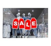 1 x Wall Window Display Sale Sticker - Sale Tags Bunting Banner - red Vinyl Cut Out - self Adhesive Weather Proof Vinyl Sticker Label