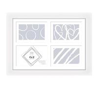 1 x White 4 Aperture Multi Photo Frame - Wall Mount Glass Front Picture Frame 4''x 6'' Collage Frame Photo Frame Wall Hanging for Home Office Wall Decor