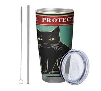 1 x Witch Tumbler Retro Bohemian Abstract Cute Magic Cat Poster Word Vintage Green Black Metal Stainless Reusable No Spill Shatterproof Yard Picnic Gym With Straw Drinks