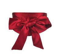 1 x Women's Dress Sash, Bridal Belt, Satin Waist Belt with Large Bow Belt for Lacing, Classic Retro Bow Waist Belt, Wide Wrap Belt for Party, Halloween, White, red, 222cm