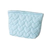 1 x women's make-up bag, quilted love cosmetic bag, travel make-up bag, toiletry bag, wash bag, make-up bag for women, travel bag, organiser, blue
