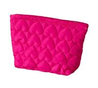 1 x women's make-up bag, quilted love cosmetic bag, travel make-up bag, toiletry bag, wash bag, make-up bag for women, travel bag, organiser, pink red