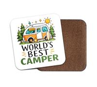 1 x World's Best Camper Mum Coaster - Camping Campervan Humour Joke Funny Friend Birthday Office Gift #84053