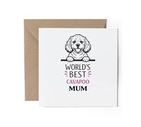 1 x World's Best Cavapoo Mum Greeting Card - Dog Mother's Day Birthday Gift #71439