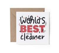 1 x World's Best Cleaner Greeting Card - Cleaning Work Job Colleague Fan Hobby Greatest Partner Mum Dad Girls Friend #82739