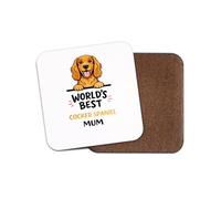 1 x World's Best Cocker Spaniel Mum Coaster - Dog Mummy Mother's Day Birthday Gift #71453