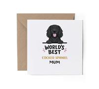1 x World's Best Cocker Spaniel Mum Greeting Card - Dog Mother's Day Birthday Gift #71455