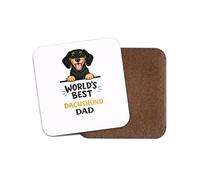 1 x World's Best Dachshund Dad Coaster - Sausage Dog Daddy Father's Day Birthday Gift #71449