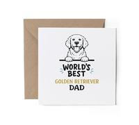 1 x World's Best Golden Retriever Dad Greeting Card - Dog Father's Day Birthday Gift #71445