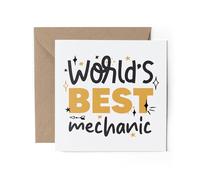 1 x World's Best Mechanic Greeting Card - Car Tradesman Work Job Colleague Fan Hobby Greatest Partner Mum Dad Girls Friend #82715