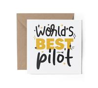 1 x World's Best Pilot Greeting Card - Plane Fly Work Job Colleague Fan Hobby Greatest Partner Mum Dad Girls Friend #82738