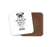 1 x World's Best Pug Dad Coaster - Dog Daddy Father's Day Birthday Gift #71442