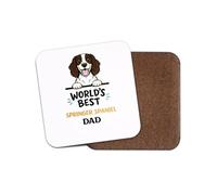 1 x World's Best Springer Spaniel Dad Coaster - Dog Daddy Father's Day Birthday Gift #71452