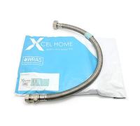 1 x WRAS Approved 15mm Compression x 3/4 BSP 500mm Flexible Pipe Connector | Braided Stainless Steel Hose Flexi | Isolation Valve Included
