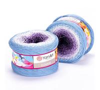 1 x Yarn Art Flowers Yarn 55% Cotton 45% Acrylic 250gr 1000 m (1093.60 yds) Multicolor Cotton Yarn, Crochet, 59 Colours (264)