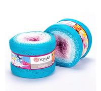 1 x Yarn Art Flowers Yarn 55% Cotton 45% Acrylic 250gr 1000 m (1093.60 yds) Multicolor Cotton Yarn, Crochet, 59 Colours (294)