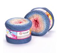 1 x Yarn Art Flowers Yarn 55% Cotton 45% Acrylic 250gr 1000 m (1093.60 yds) Multicolor Cotton Yarn, Crochet, 59 Colours (262)