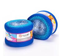 1 x Yarn Art Flowers Yarn 55% Cotton 45% Acrylic 250gr 1000 m (1093.60 yds) Multicolor Cotton Yarn, Crochet, 59 Colours (299)
