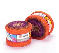 1 x Yarn Art Flowers Yarn 55% Cotton 45% Acrylic 250gr 1000 m (1093.60 yds) Multicolor Cotton Yarn, Crochet, 59 Colours (295)