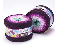 1 x Yarn Art Flowers Yarn 55% Cotton 45% Acrylic 250gr 1000 m (1093.60 yds) Multicolor Cotton Yarn, Crochet, 59 Colours (301)