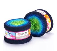 1 x Yarn Art Flowers Yarn 55% Cotton 45% Acrylic 250gr 1000 m (1093.60 yds) Multicolor Cotton Yarn, Crochet, 59 Colours (300)