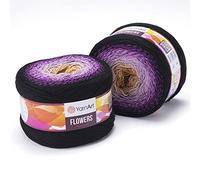 1 x Yarn Art Flowers Yarn 55% Cotton 45% Acrylic 250gr 1000 m (1093.60 yds) Multicolor Cotton Yarn, Crochet, 59 Colours (303)