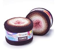 1 x Yarn Art Flowers Yarn 55% Cotton 45% Acrylic 250gr 1000 m (1093.60 yds) Multicolor Cotton Yarn, Crochet, 59 Colours (319)